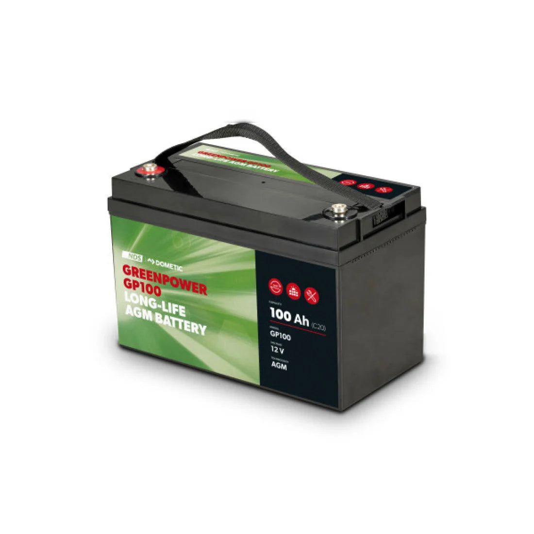 Batteria auto NGB Battery Dometic NDS Greenpower GP100 a lunga durata AGM 12V 100Ah